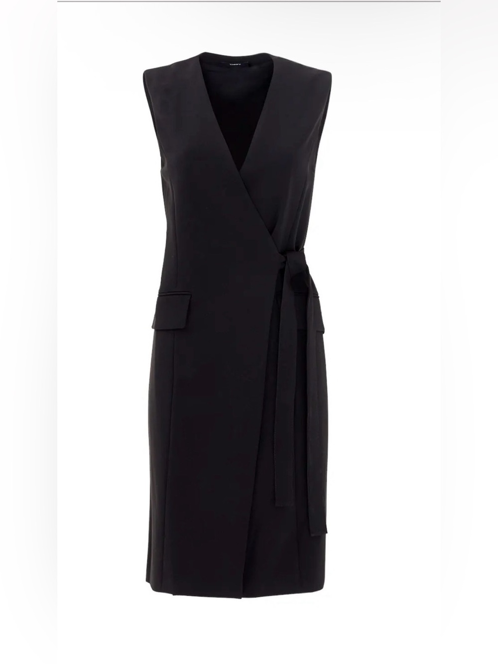 Theory Black Wrap Dress Sleeveless Tie Waist Size 00. - Picture 1 of 6